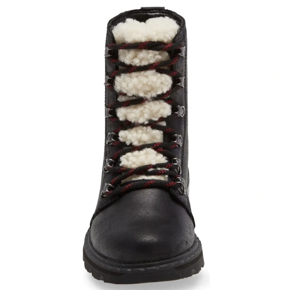Sorel Lennox Genuine Shearling Trim Waterproof Lace Up Boot NWT